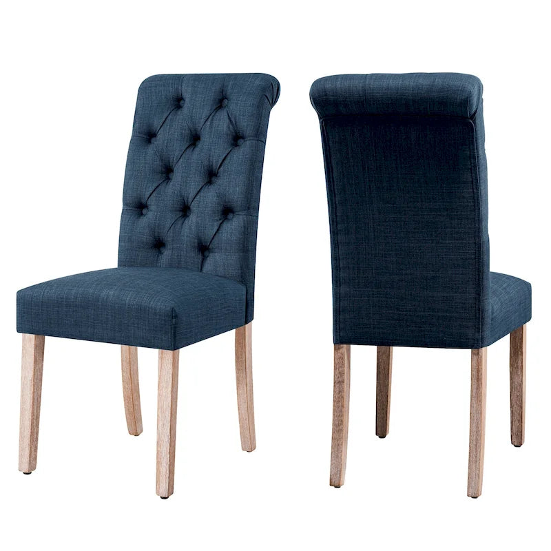 Linen Parsons Upholstered Button Dining Chair (Set of 2)