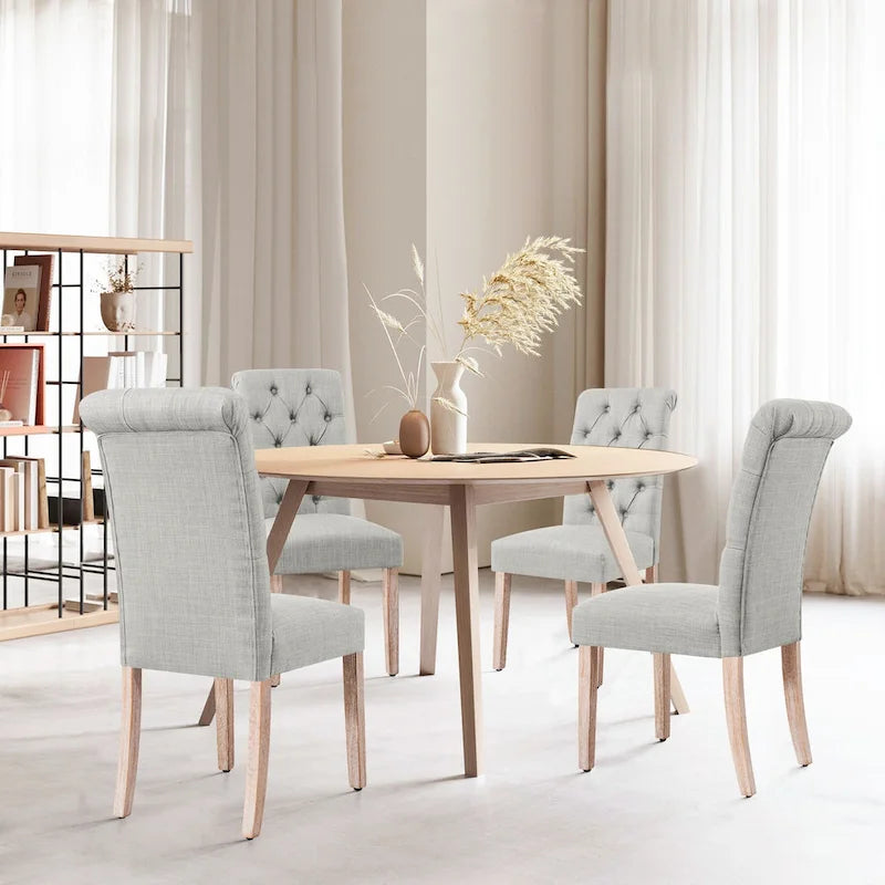Linen Parsons Upholstered Button Dining Chair (Set of 2)