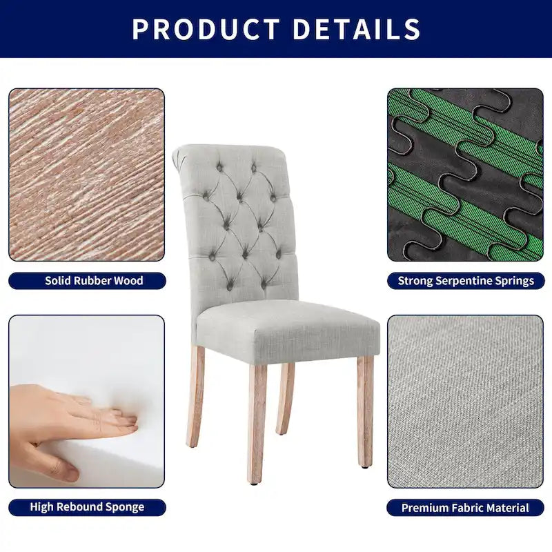 Linen Parsons Upholstered Button Dining Chair (Set of 2)