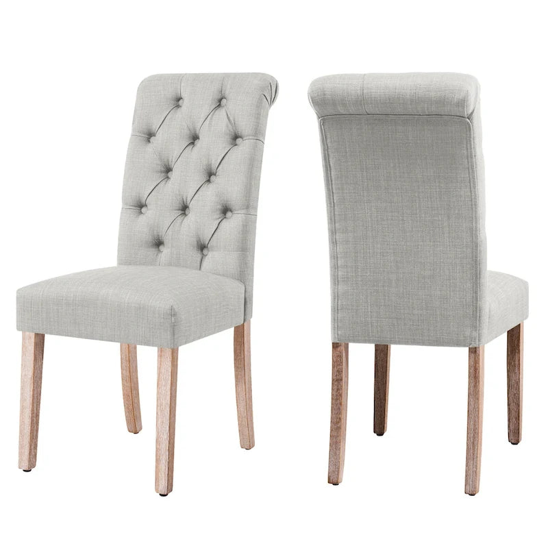 Linen Parsons Upholstered Button Dining Chair (Set of 2)