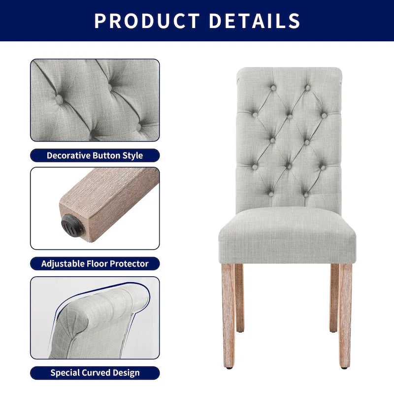 Linen Parsons Upholstered Button Dining Chair (Set of 2)