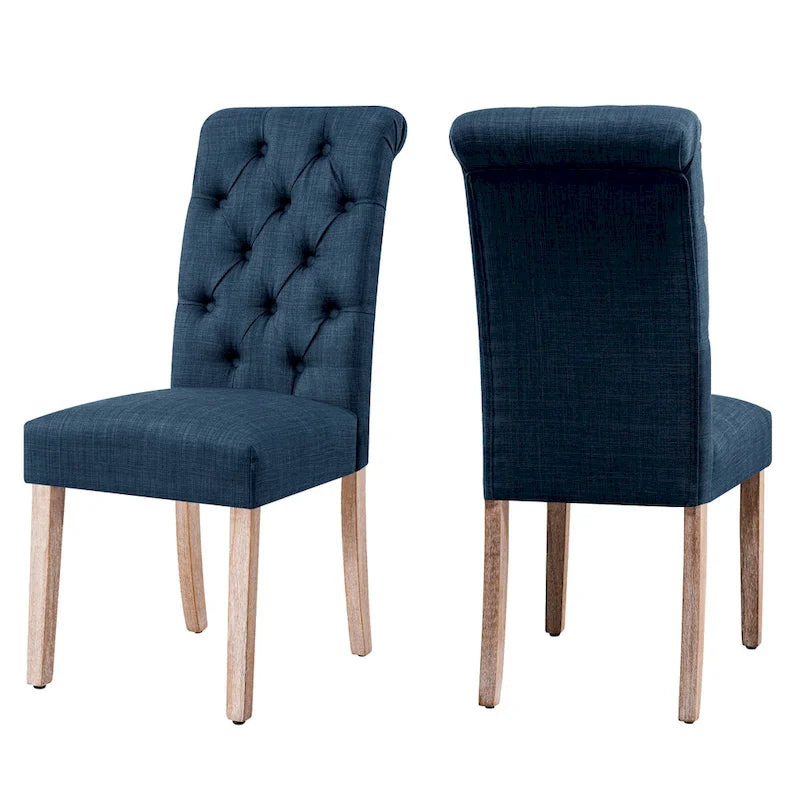 Linen Parsons Upholstered Button Dining Chair (Set of 2)