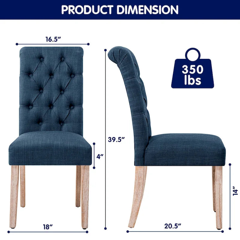 Linen Parsons Upholstered Button Dining Chair (Set of 2)
