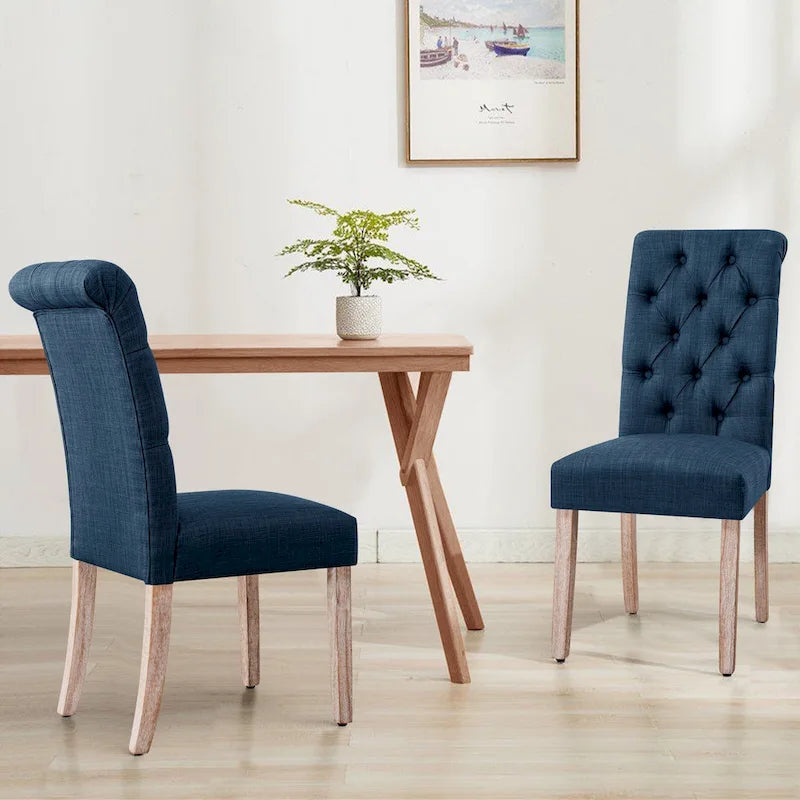 Linen Parsons Upholstered Button Dining Chair (Set of 2)