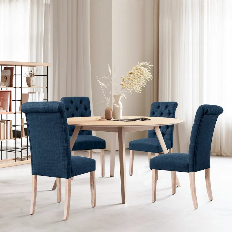 Linen Parsons Upholstered Button Dining Chair (Set of 2)