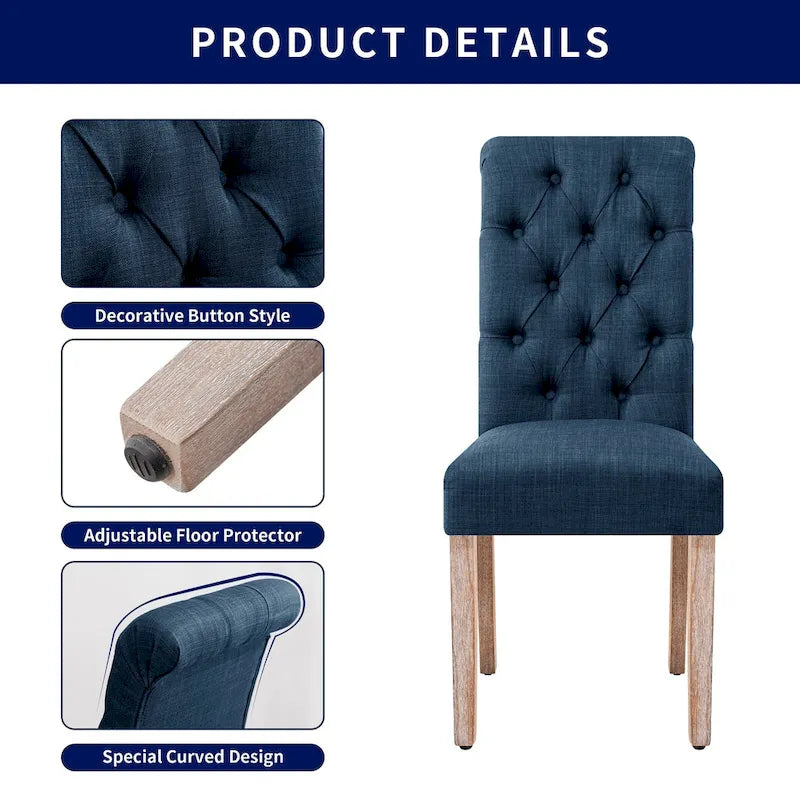Linen Parsons Upholstered Button Dining Chair (Set of 2)