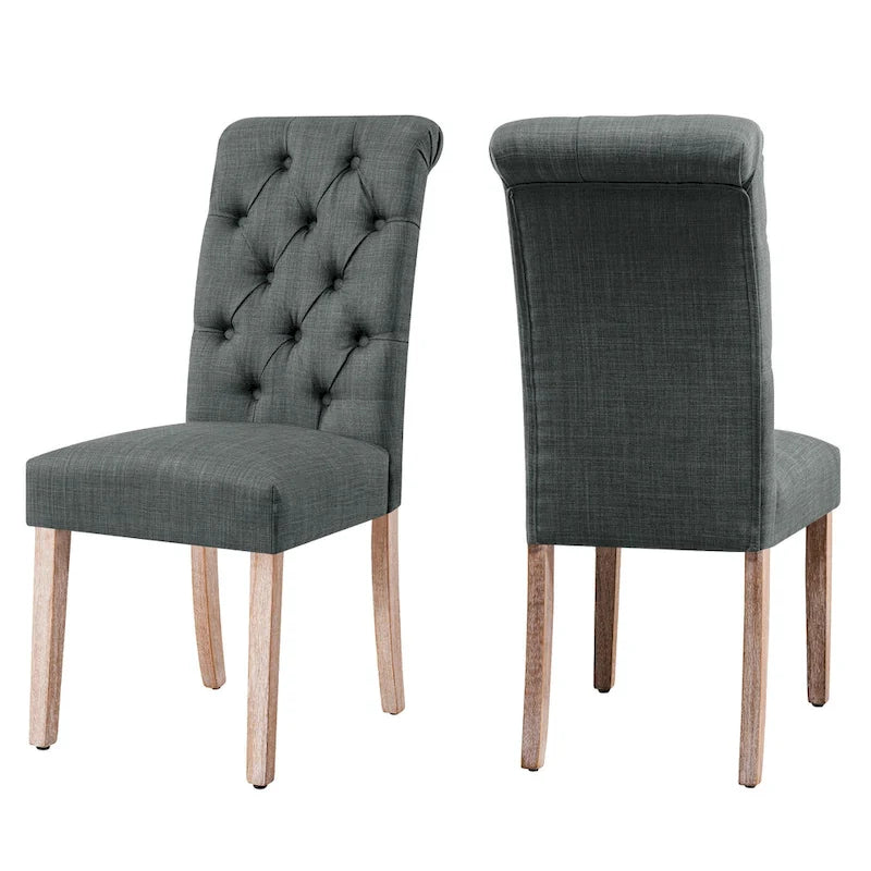 Linen Parsons Upholstered Button Dining Chair (Set of 2)