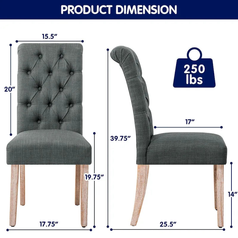 Linen Parsons Upholstered Button Dining Chair (Set of 2)