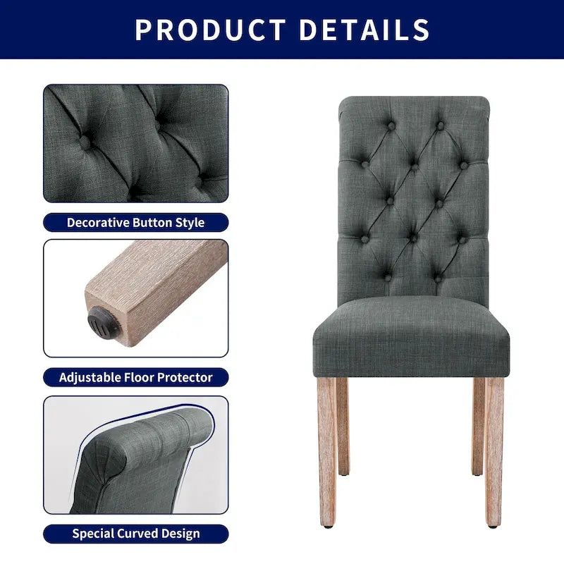 Linen Parsons Upholstered Button Dining Chair (Set of 2)
