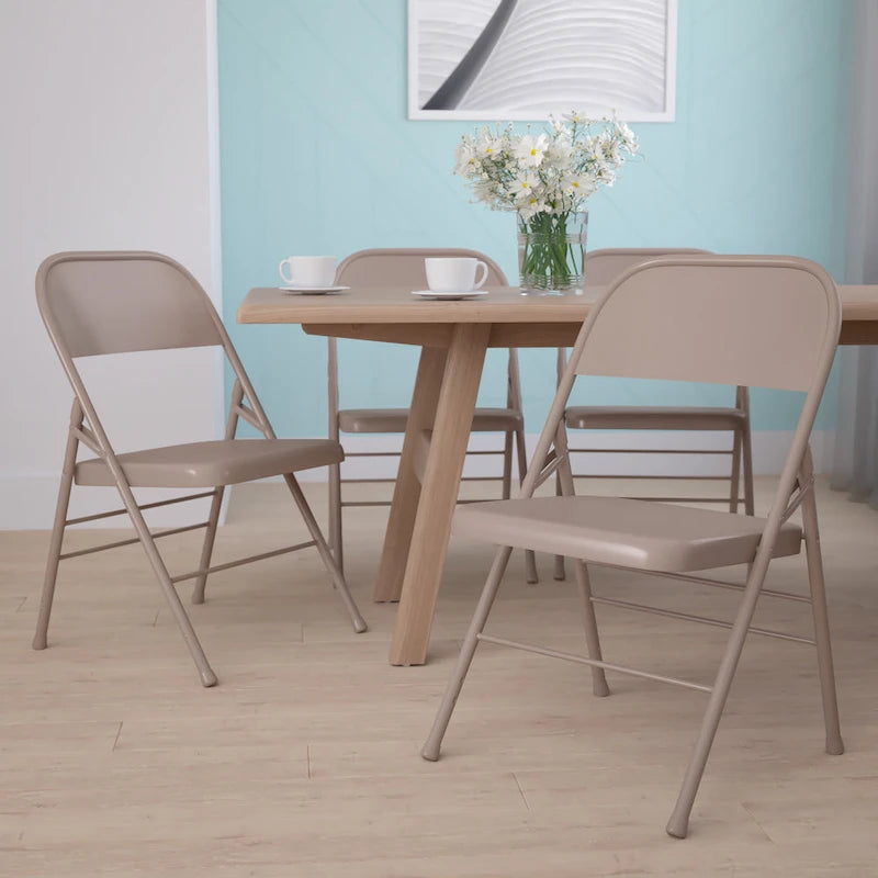 4 Pack Triple Braced & Double Hinged Metal Folding Chair