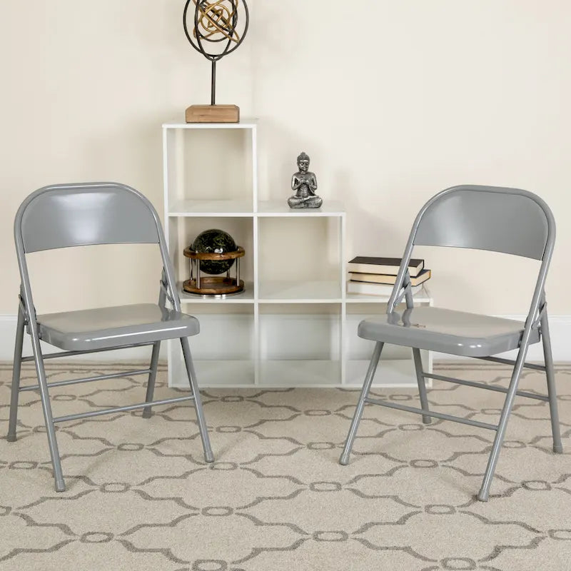 4 Pack Triple Braced & Double Hinged Metal Folding Chair