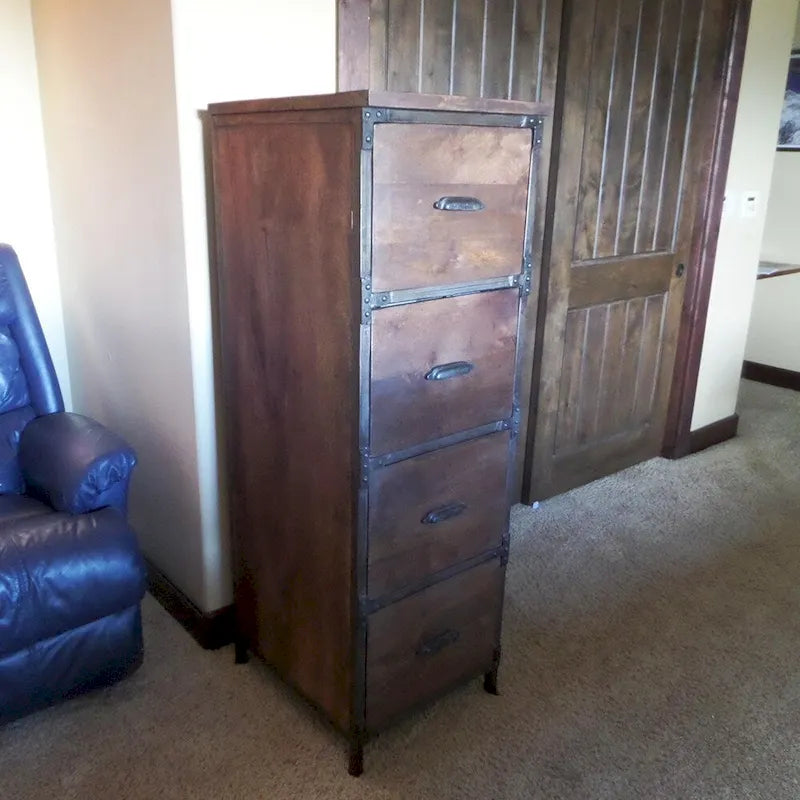 Rustic Handmade Solid Wood 4-Drawer Cabinet
