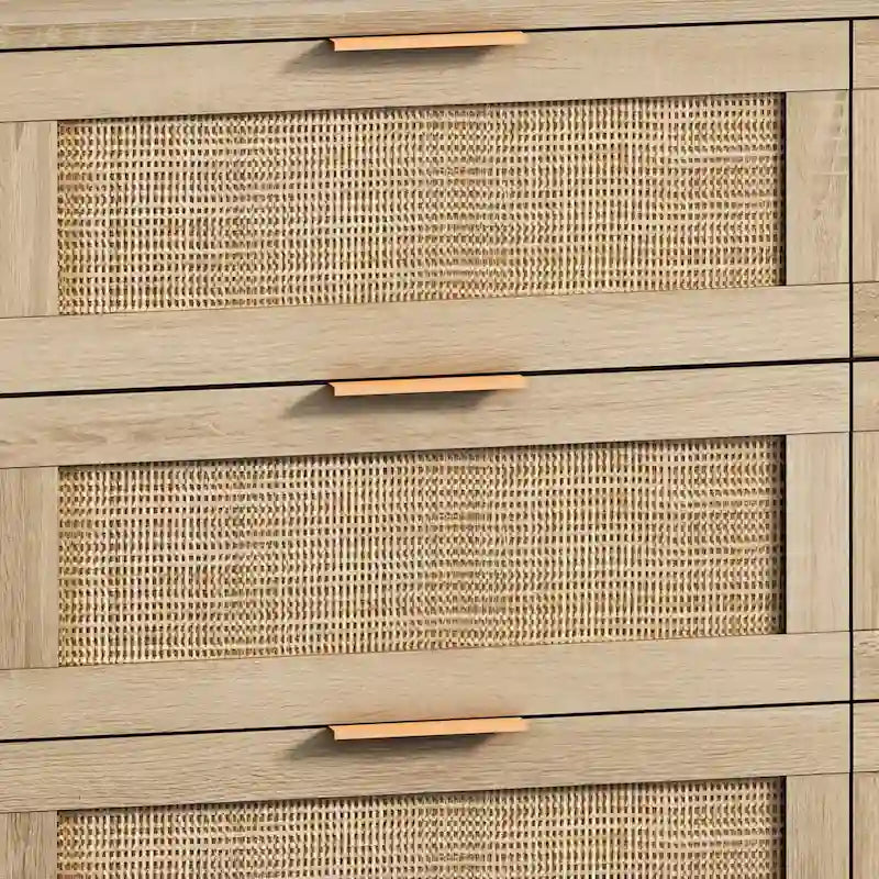 43-Inch 6-Drawer Rattan Storage Cabinet – Natural